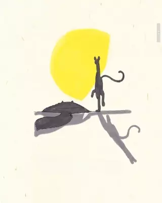 Пушистая лужица и кот